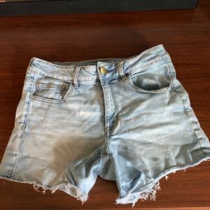 American Eagle light wash high rise shortie shorts